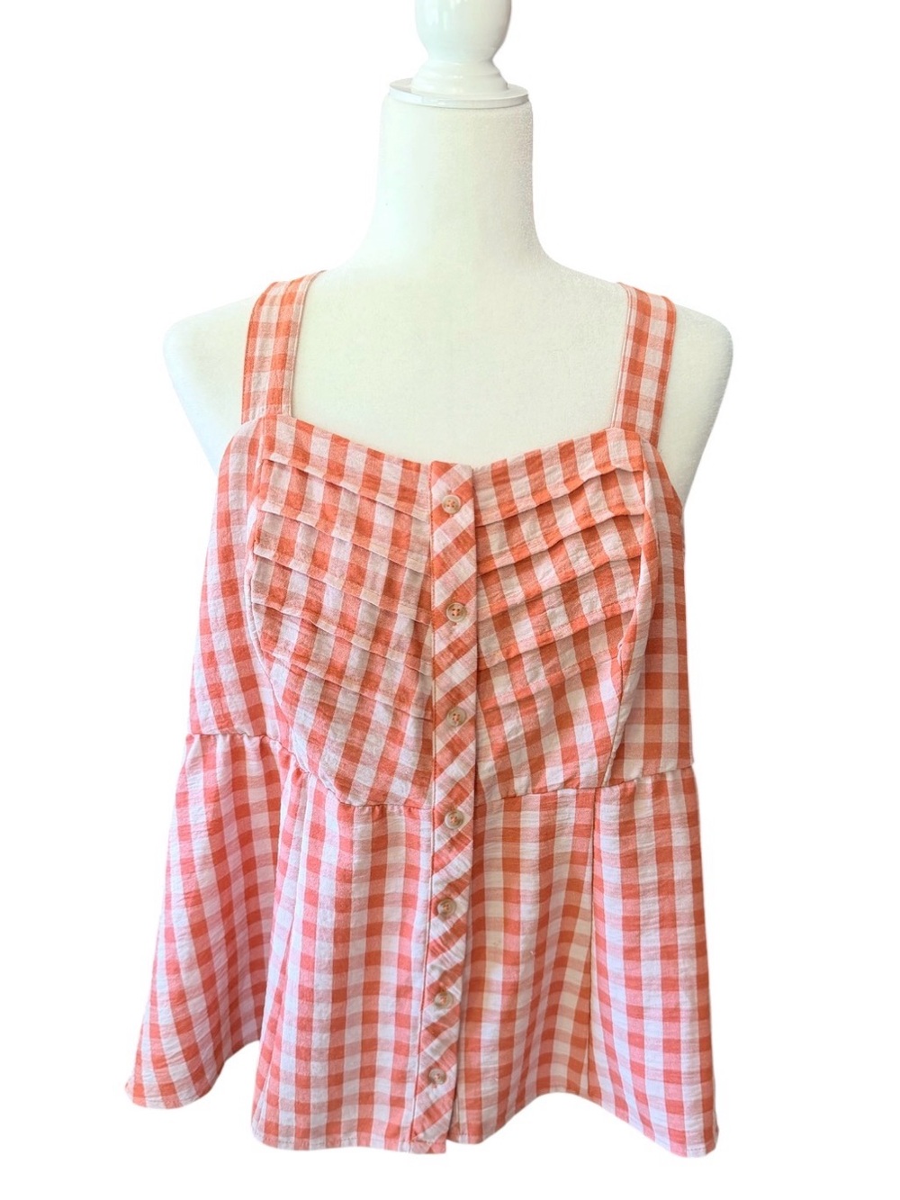 Torrid Light Pink Gingham Button-Front Blouse Size 0 Plus Size
